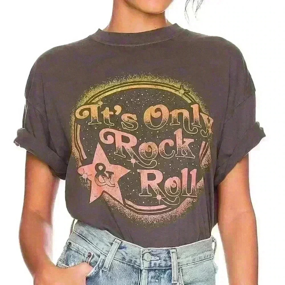NWT Girl Dangerous It's Only Rock n Roll Loose Fit Graphic Tee - Picture 8 of 11